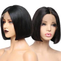 ?AVIVA BOB MIDDLE PART BLACK Lace Front Wig *NWT* Blunt Cut Bob Wig | Middle Part Bob Wigs | Short Bob Wigs  main image 4